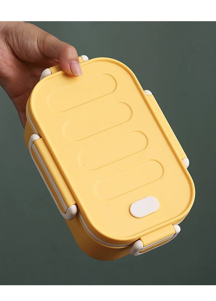 Двухъярусный ланч-бокс 1000 мл Grill, желтый, с мини-виделками More (365302548)