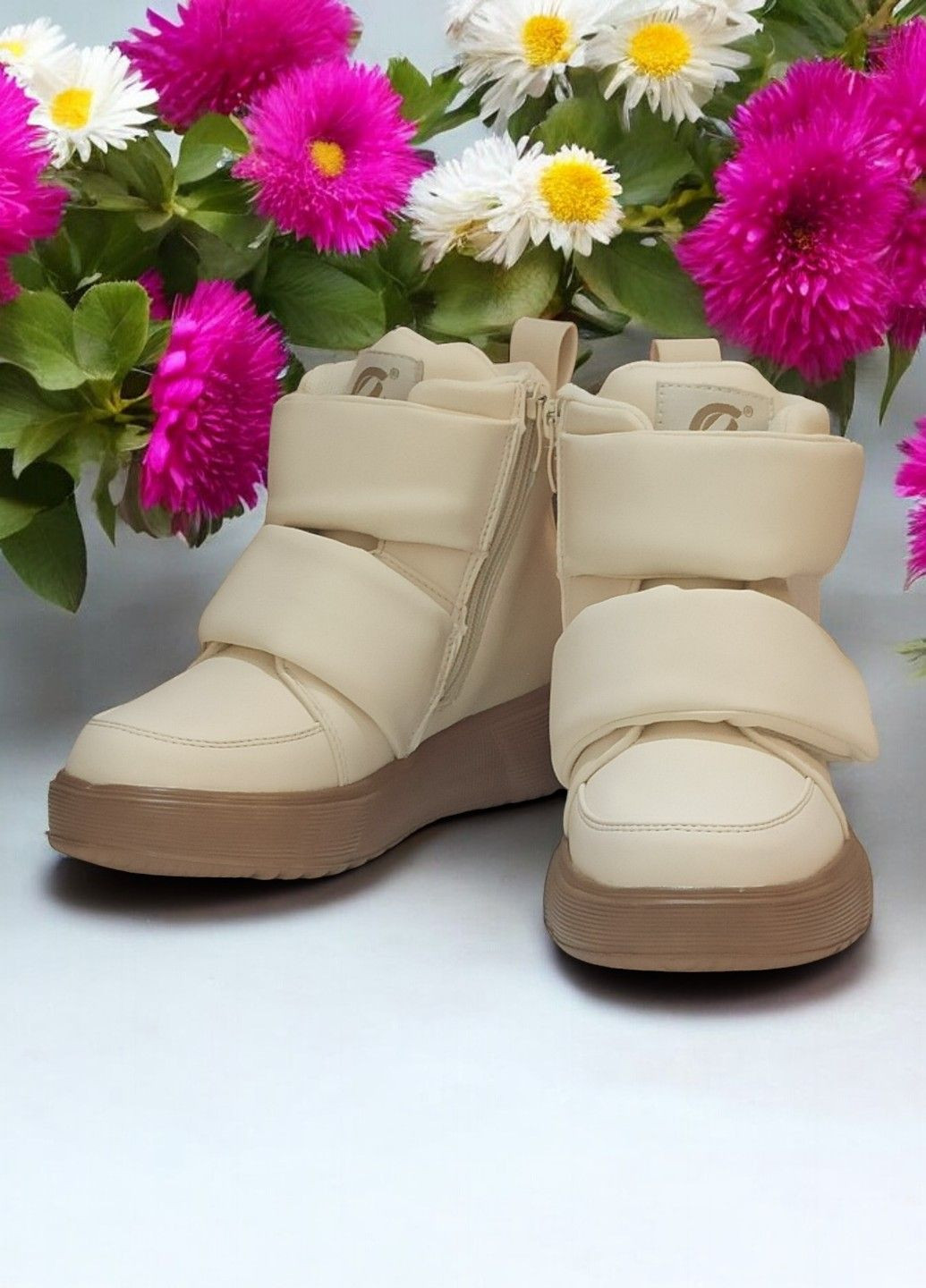 Демісезонні черевики хайтопи утеплені для дівчинки на липучках 512 бежеві Clibee (301940112)