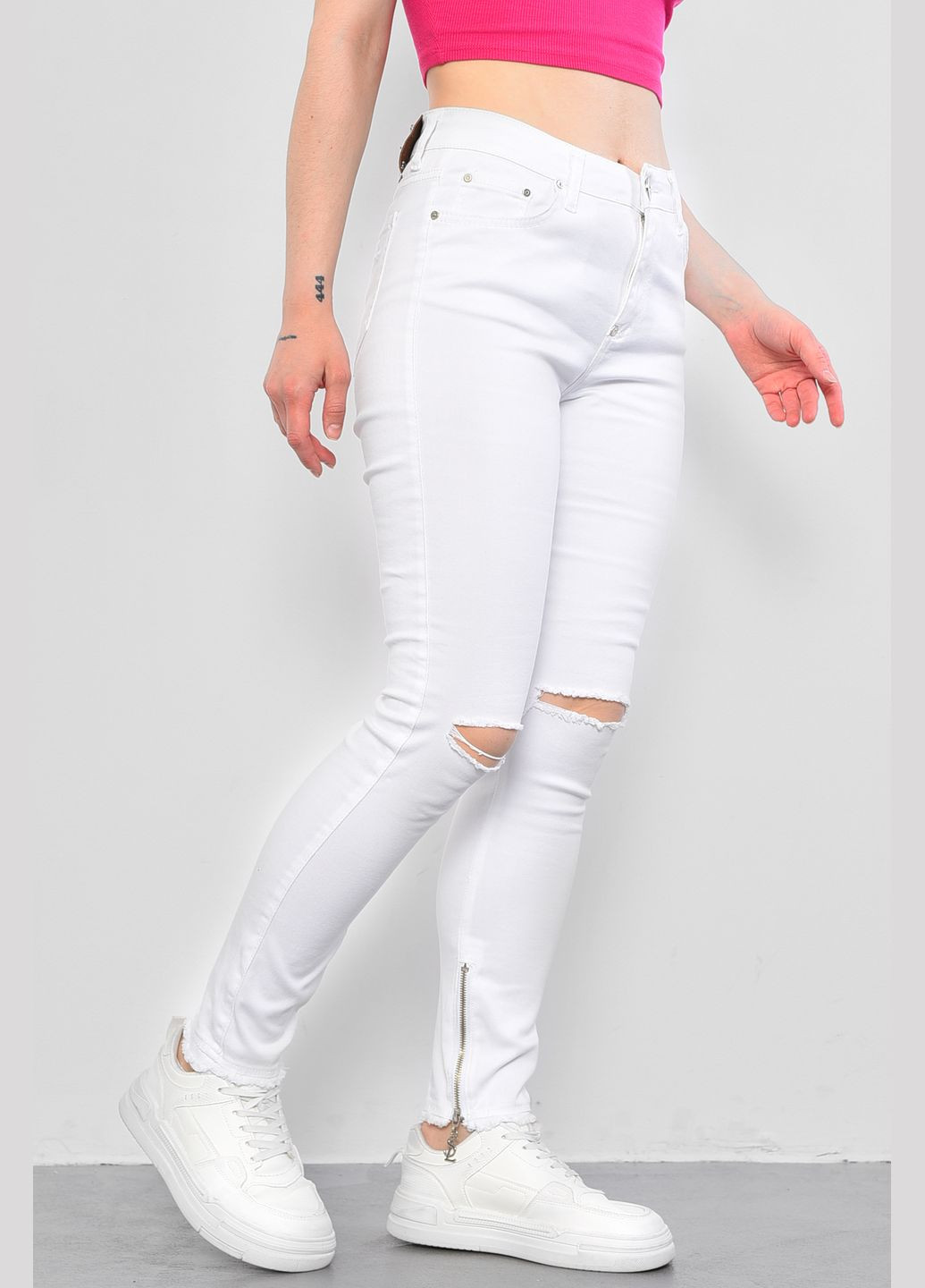 Джинси жіночі білого кольору Let's Shop - (292251675)
