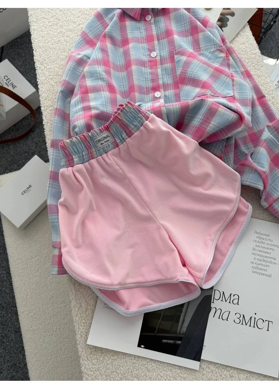 Женский спортивный костюм рубашка и шорты No Brand (396461059)