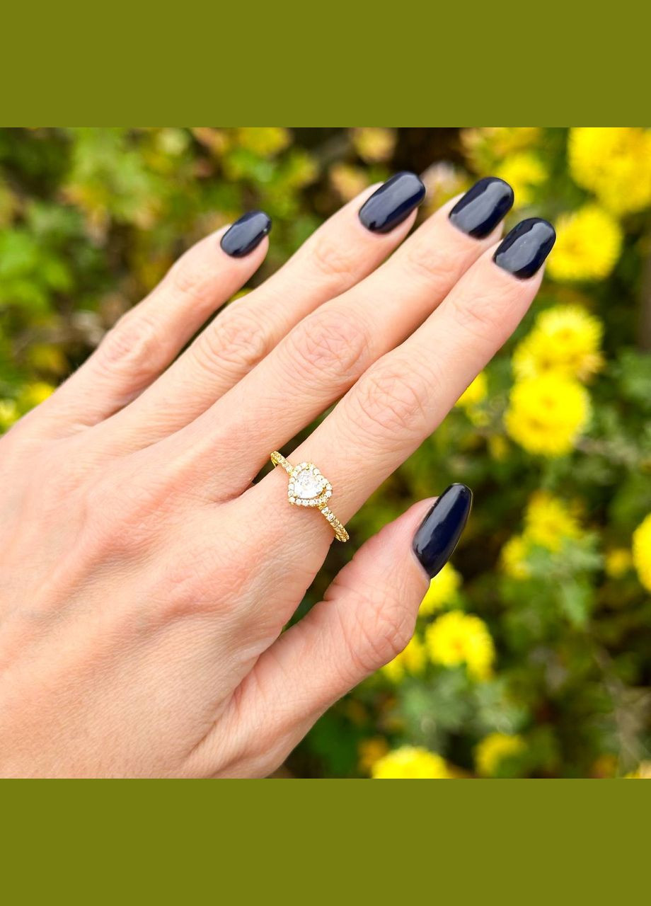 Серебряное кольцо Блестящее прозрачное сердце No Brand (325881559)