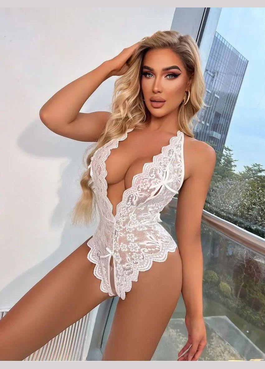 Эротическое кружевное боди с открытым доступом Heart черный No Brand Серце (315035679)