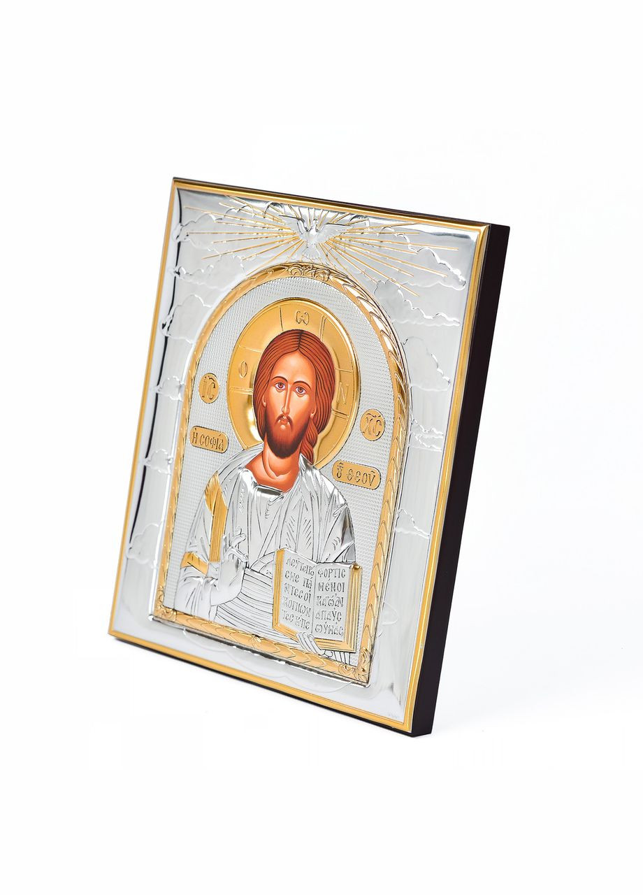 Серебряная Икона Иисус Христос Спаситель 9.3х8см прямоугольной формы без рамки Silver Axion (265446018)