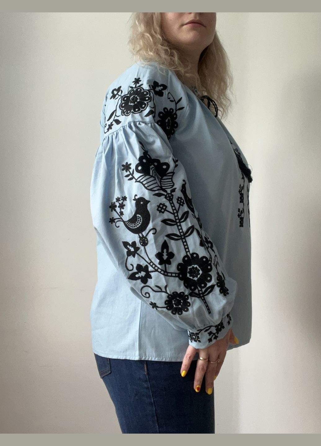 Жіноча вишиванка Пташки блакитна ESQ 3823 (303899010)