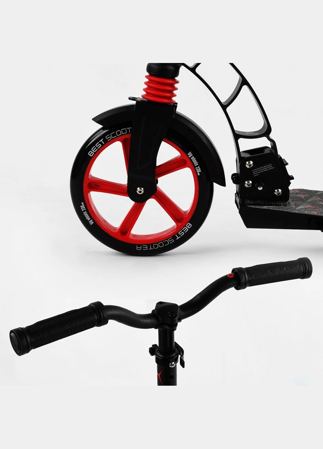 Двоколісний самокат колеса PU, складний, амортизатор. Black and red (103455) Best Scooter (340909786)