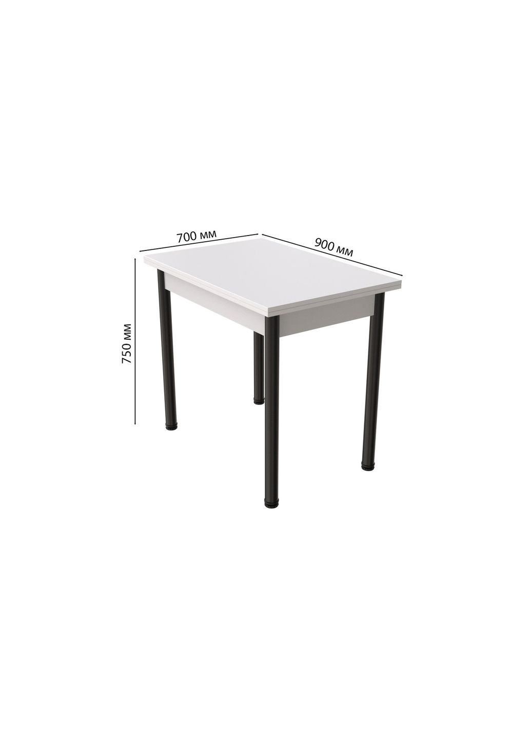 Обеденный стол-трансформер раскладной Берта 750x1400x900 Черный металл ДСП Белое 16 мм Ferrum-decor (361113587)