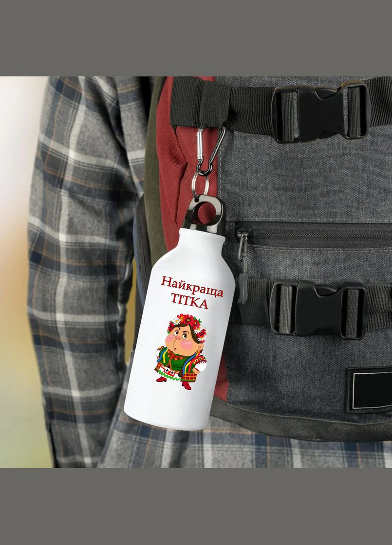 Фляга Для Тітки (пляшка) для води з карабіном 500 мл Металева (Туристична, Для кемпінгу, Для спорту) #013 500 мл Білий No Brand (323639409)