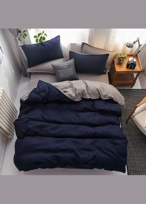 Постельное белье ДУЭТ Серо-Синее Ранфорс Семейное MERISET (278254874)