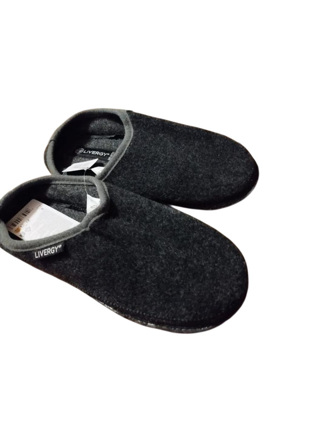 Черные тапочки теплые мужские и подростковые из шерстяного фетра, размер 42, 43 и 44, черный Livergy