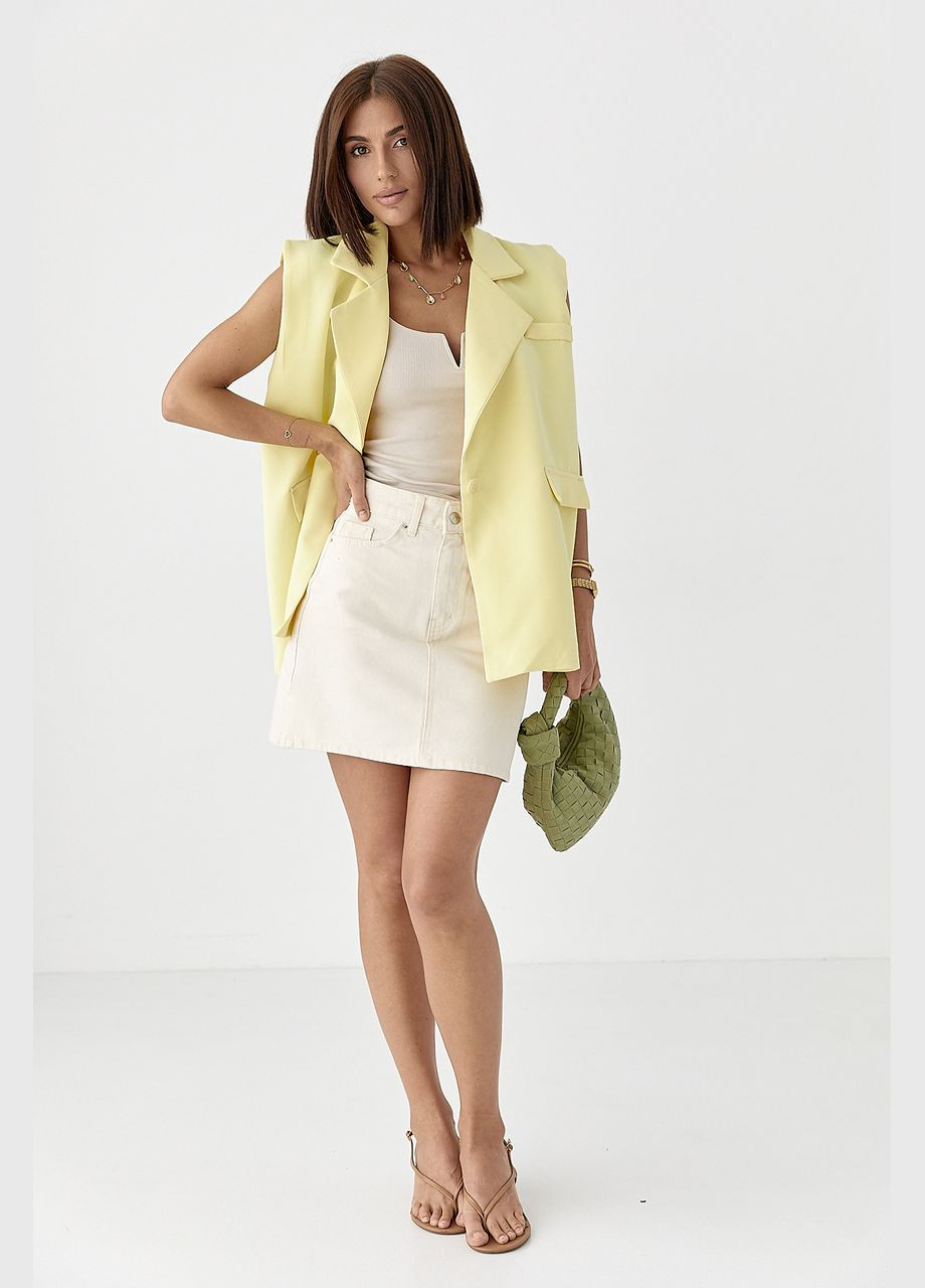 Бежевая короткая женская джинсовая юбка Lurex