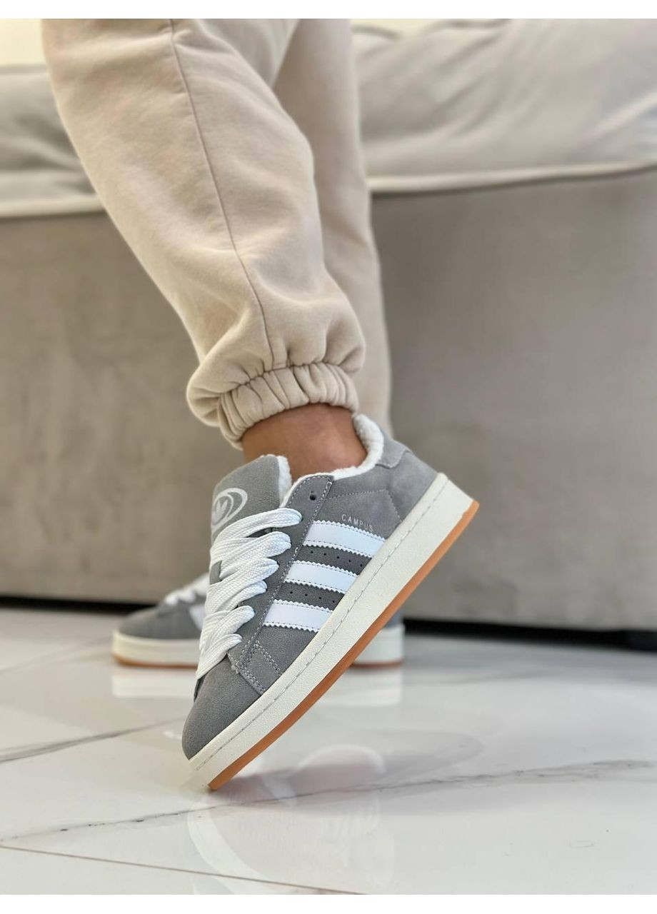 Сірі Зимовий кросівки чоловічі adidas campus grey fur адідас кампус No Brand