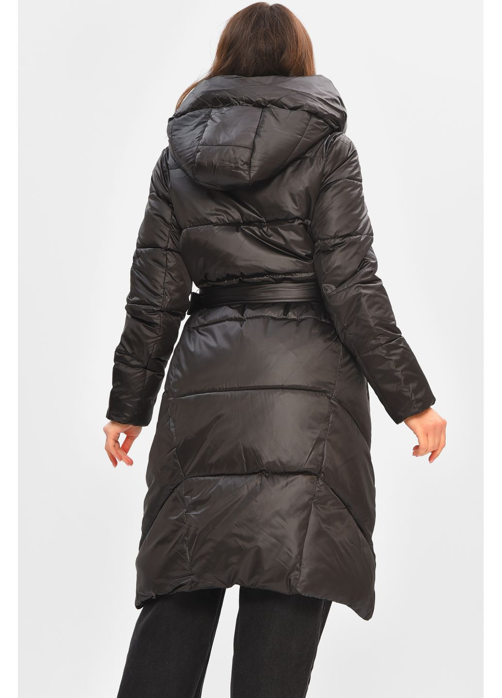 Черная зимняя куртка женская удлиненная зима черного цвета Let's Shop