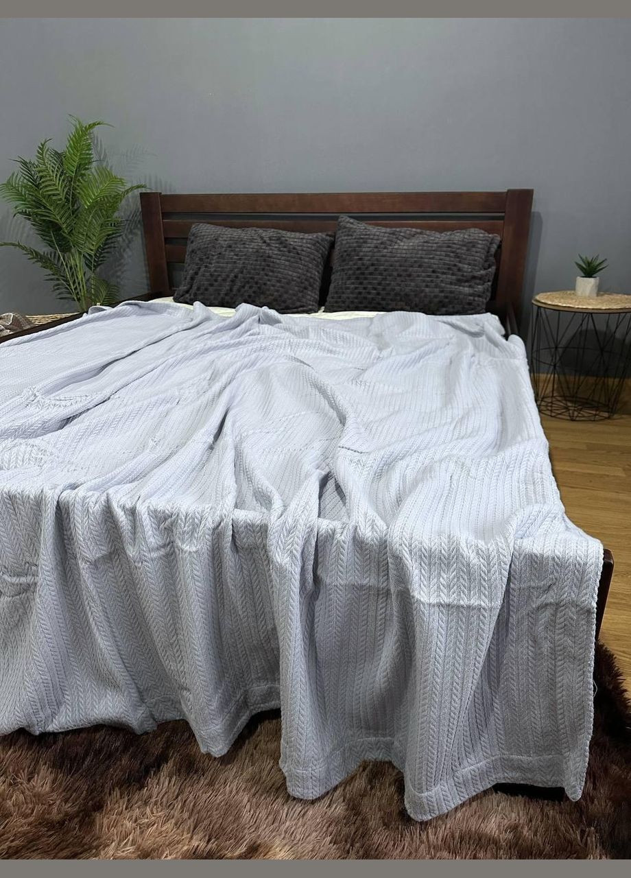 Покрывало Плед Косичка Евро 220х240 Хлопковое Пепельный No Brand (316714556)