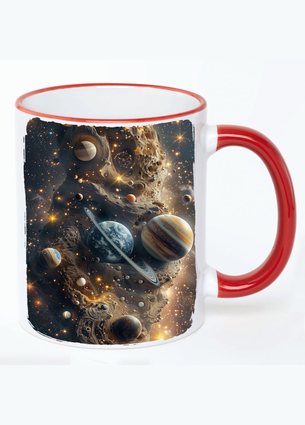 Чашка Космос (кружка, кружка) #022 Белая с Красной ручкой 330 мл No Brand (322715276)