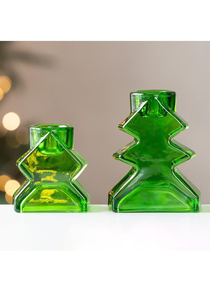 Набор из 2 подсвечников Елка, зеленый, 8,5х7 (2 набора) ELISEY (366215045)