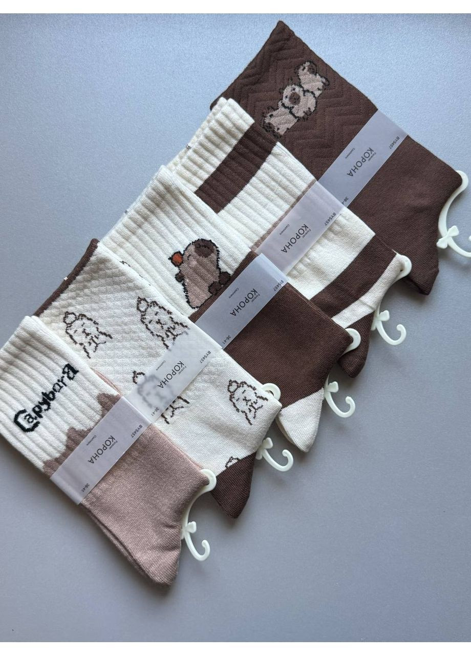 Комбіновані 5 пар високі кашемірові шкарпетки з принтом capybora Корона (366293266)