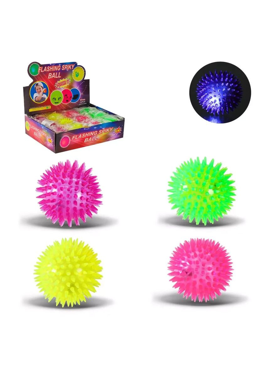 М'яч дитячий пострибунчик їжачок зі світлом 8.5 см Flashing Spiky Ball PR24125 Ціна за бокс 12 штук No Brand (362427657)
