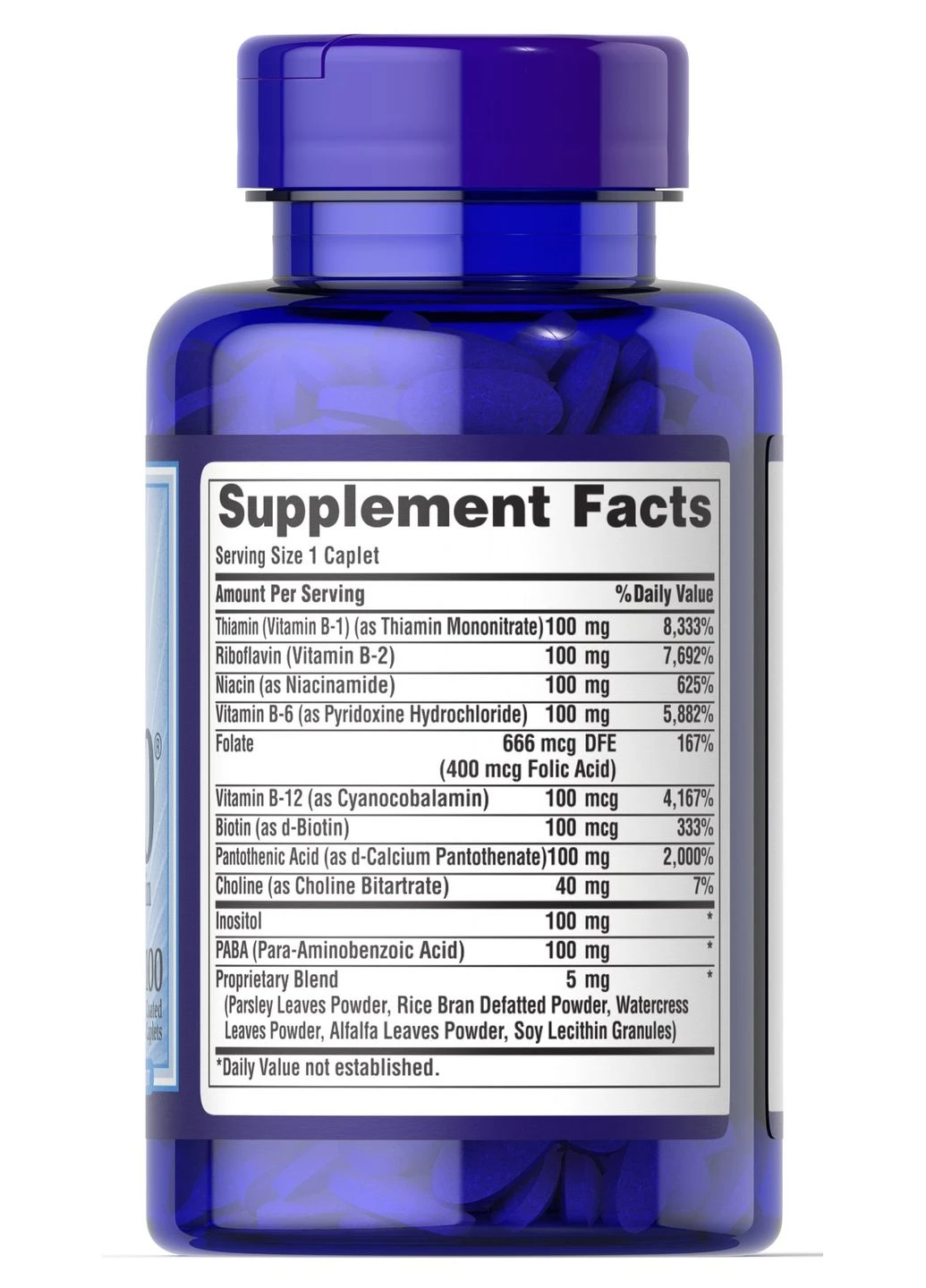 Puritan's Pride Vitamin B-100 Complex 100 таблеток Puritans Pride (387020871)