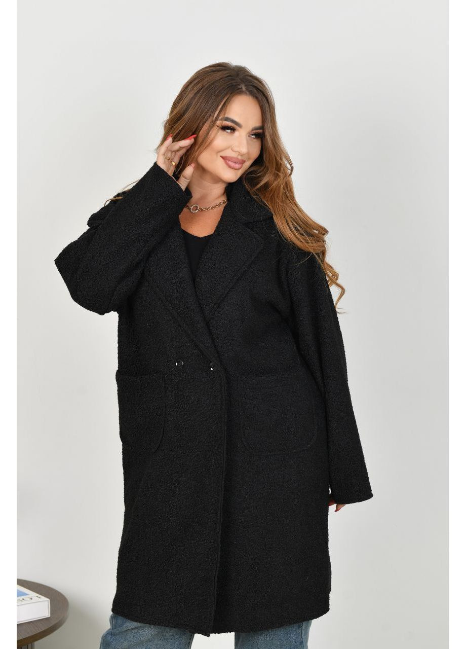 Чорне демісезонне Жіноче пальто баранчик на флісі Fashion