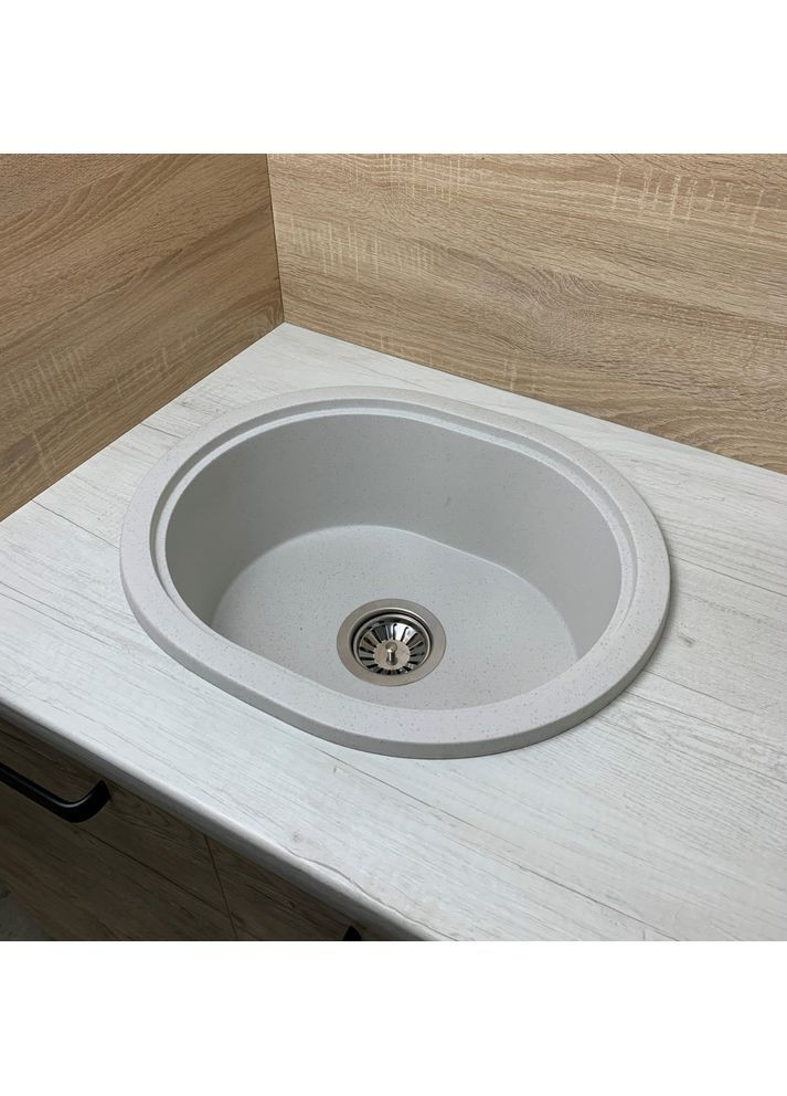 Кухонна мийка зі штучного каменю/кварцева 500х425х180мм, овальна CIRCUM Old-Stone Молочний (34830500425) Adamant (371191571)