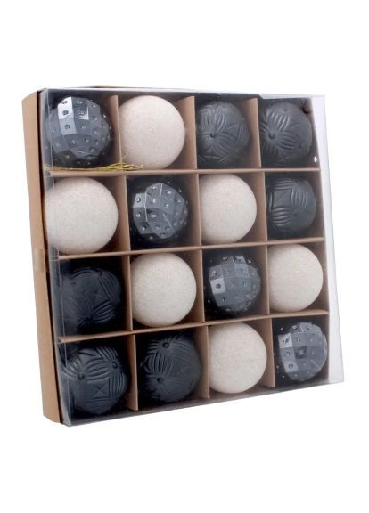 Ялинкова іграшка (5900779853140_2) Chomik пластикові кульки компл. 16 шт, 6см, чорні (367830291)