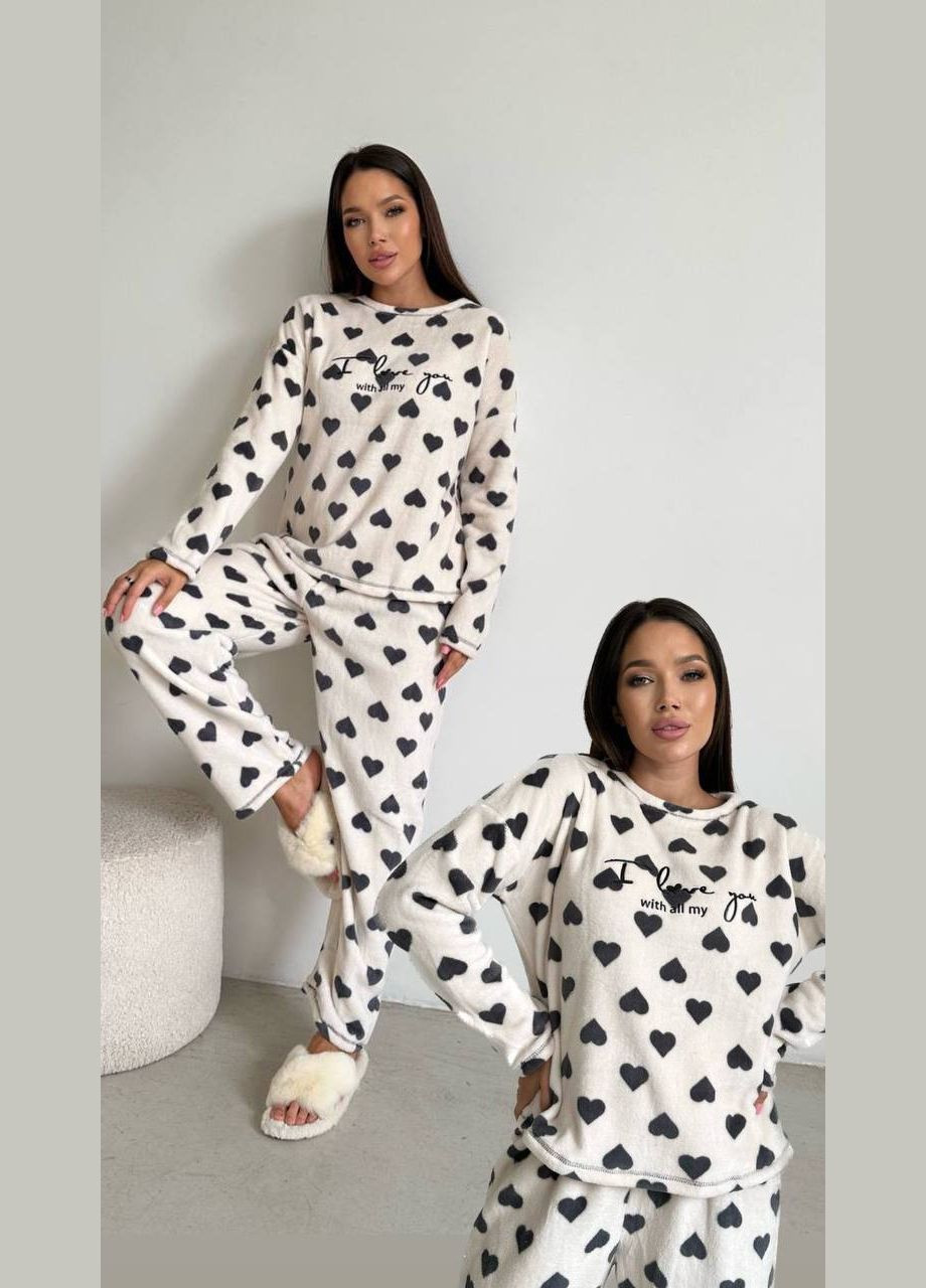 Черно-белая зимняя пижама кофта + брюки Eliz