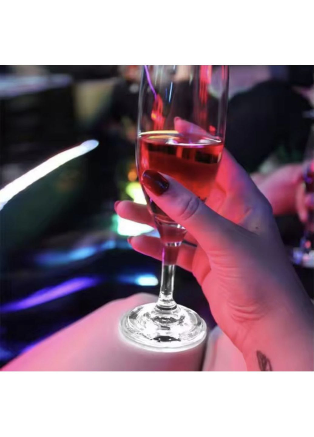 Підсклянка підставка під склянку кухоль келих пляшку самоклеючий діодний для бару та вечірок 1 шт світло Різнокольоровий Neon (362207045)