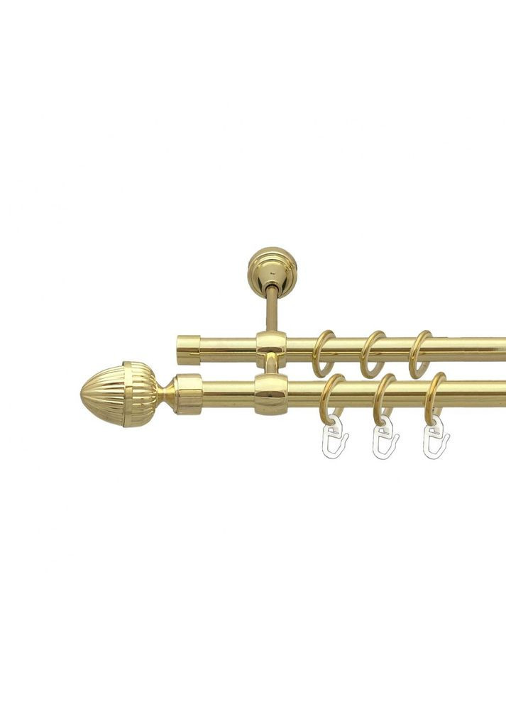 Карниз Одеон металевий дворядний литий гладка труба Золото 16\16 мм 300 см (00-00014418) ORVIT (300283011)