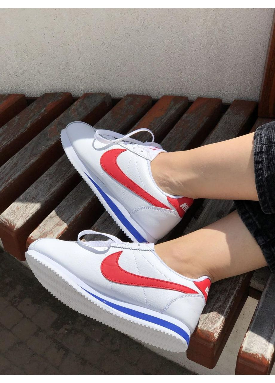 Белые демисезонные кроссовки мужские nike cortez white red найк кортез No Brand