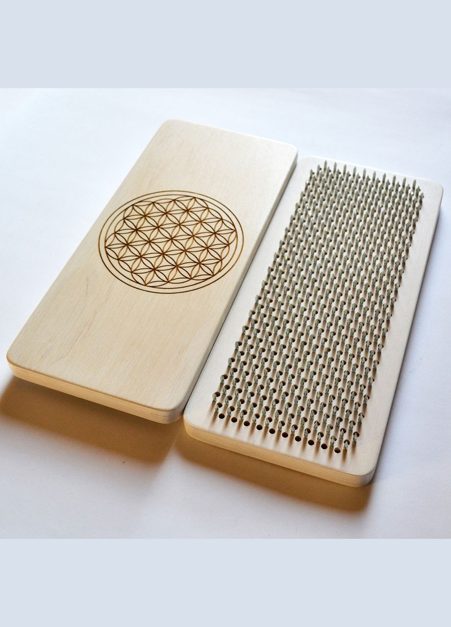 Доска Садху (Sadhu) "Цветок жизни", доска с гвоздями для йоги, шаг 10мм. Оцинкованные гвозди No Brand (301482862)