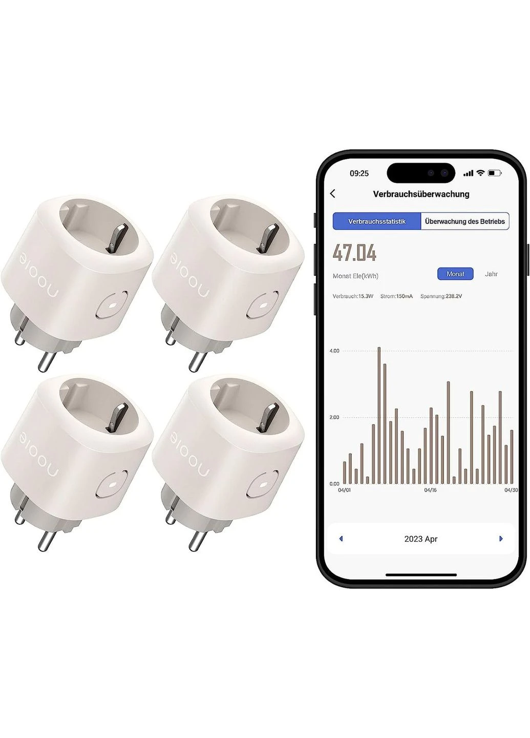 Розумна smart Розетка (4 шт.) Nooie WLAN Socket, Smart Plug Socket, Amazon, Німеччина No Brand (400407128)