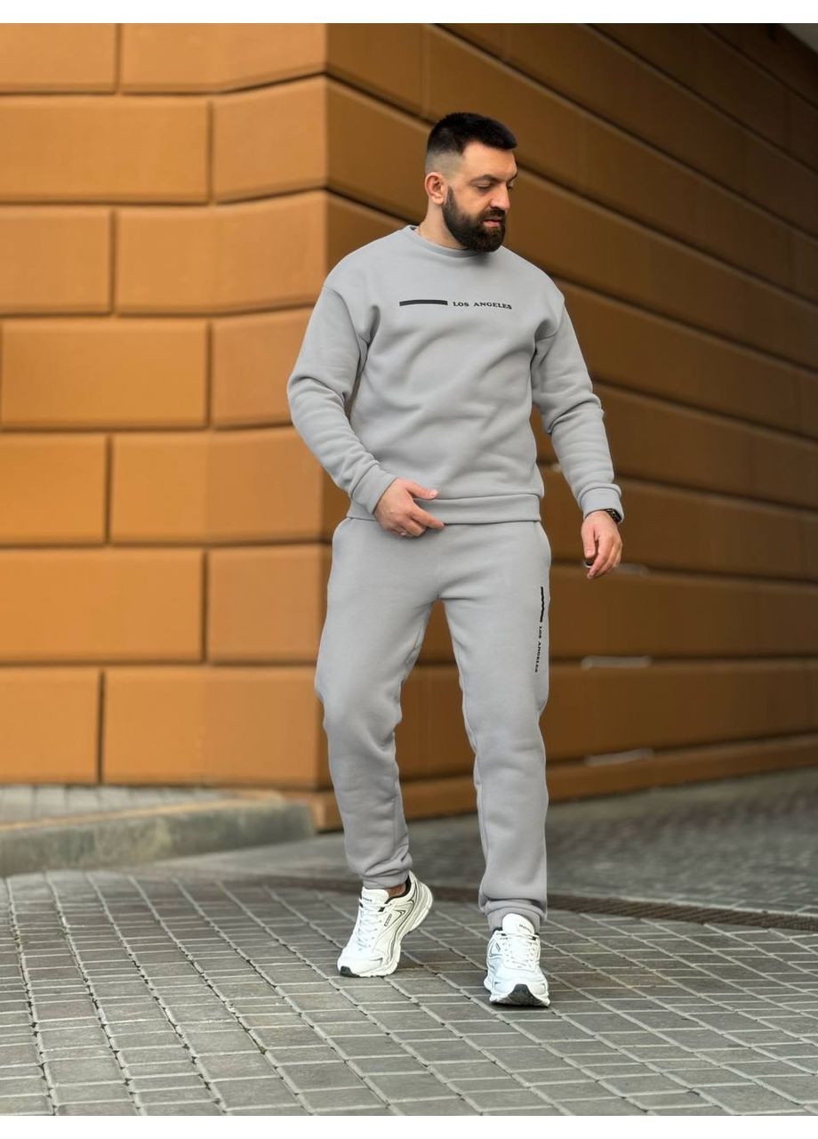 Сірий зимній трендовий чоловічий костюм для осені та зими брючний No Brand