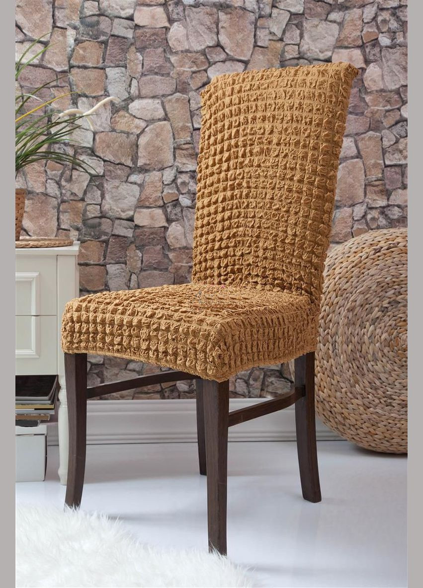Чехлы натяжные на стулья без оборки (набор 6-шт) 10-219 Горчичный Venera (268547670)