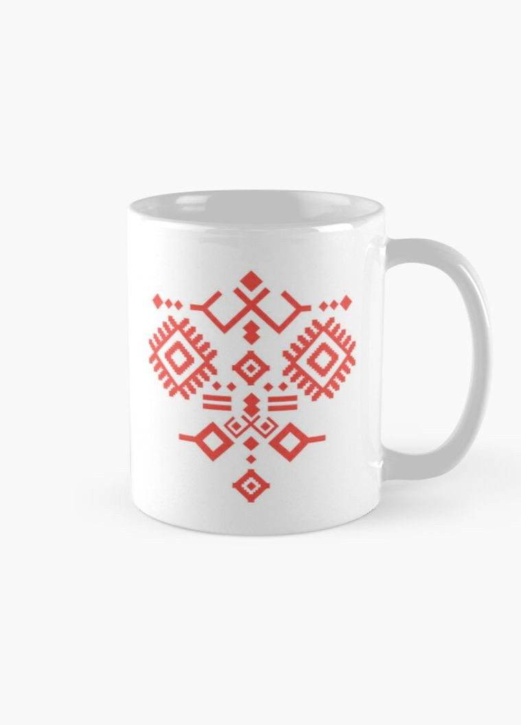 Чашка Керамічна Кружка з принтом Український орнамент Біла 330 мл Orca (317320012)