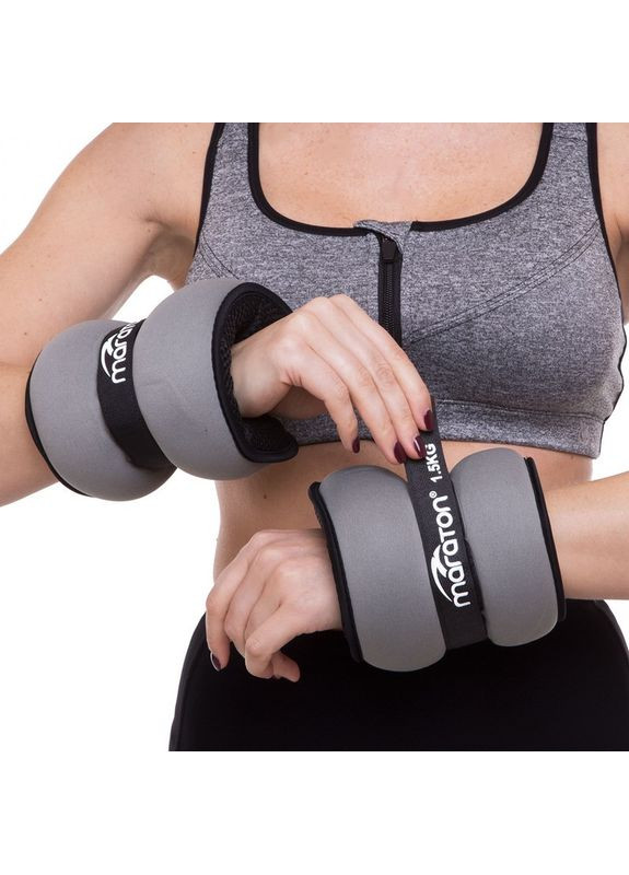 Обтяжувачі-манжети для рук та ніг Pro (2 x 1,5кг) (нейлон, пісок, чорний-сірий) (FI-3123-3) Maraton (361439773)