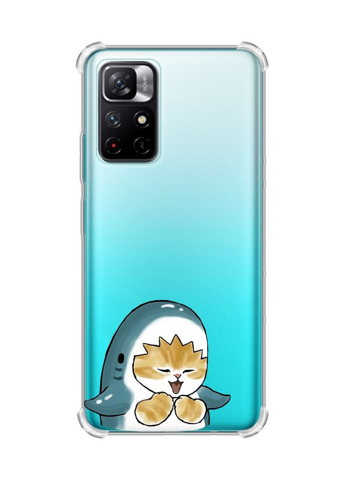 Чохол з потовщеними кутами на Xiaomi Redmi Note 11 4G:: Котик Акула (принт 376) Creative (355389258)