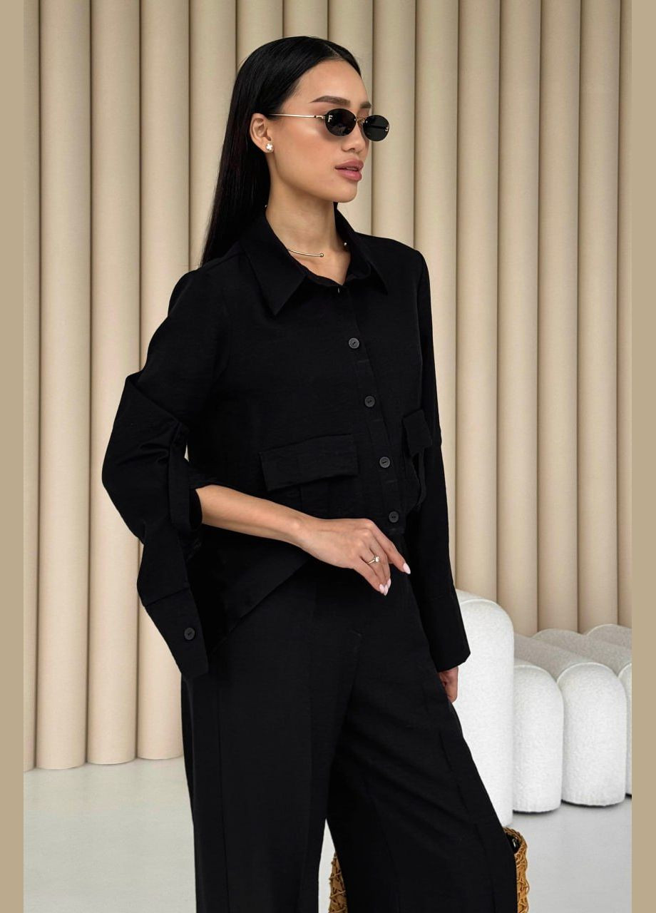 Свободный костюм прямого кроя черного цвета Jadone Fashion (292553262)