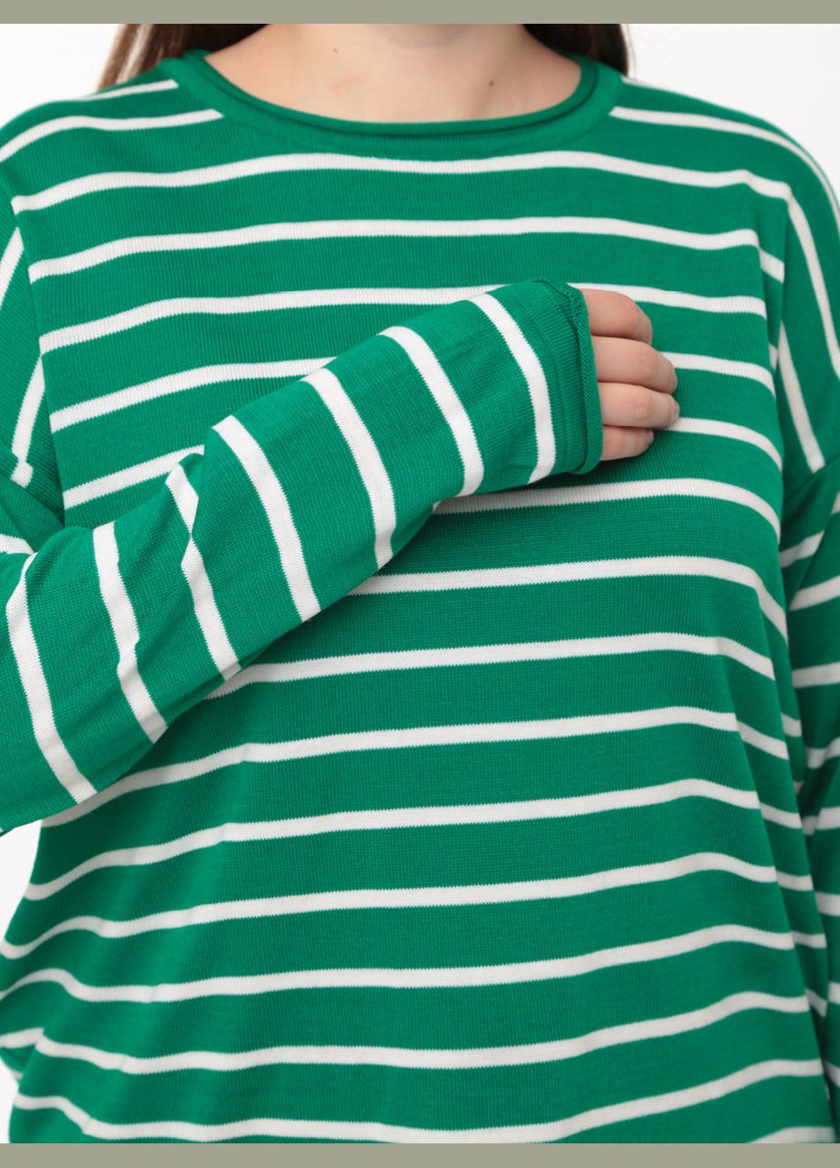 Светло-зеленый демисезонный свитер женский зеленый в полоску тонкий свободный джемпер Karon Вільна