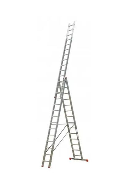 Алюминиевая лестница Tribilo (3х14 ступенек) универсальная 3-секционная (24157) Krause (302675281)