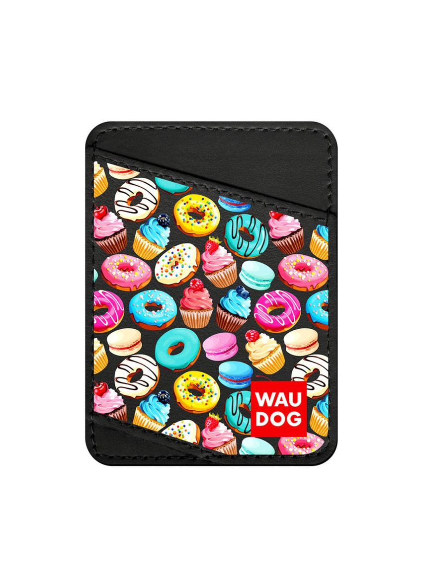 Визитница WAUDOG Design с рисунком Пончики, премиум кожа (ширина 70 мм, длина 95 мм) черный Collar (322711435)