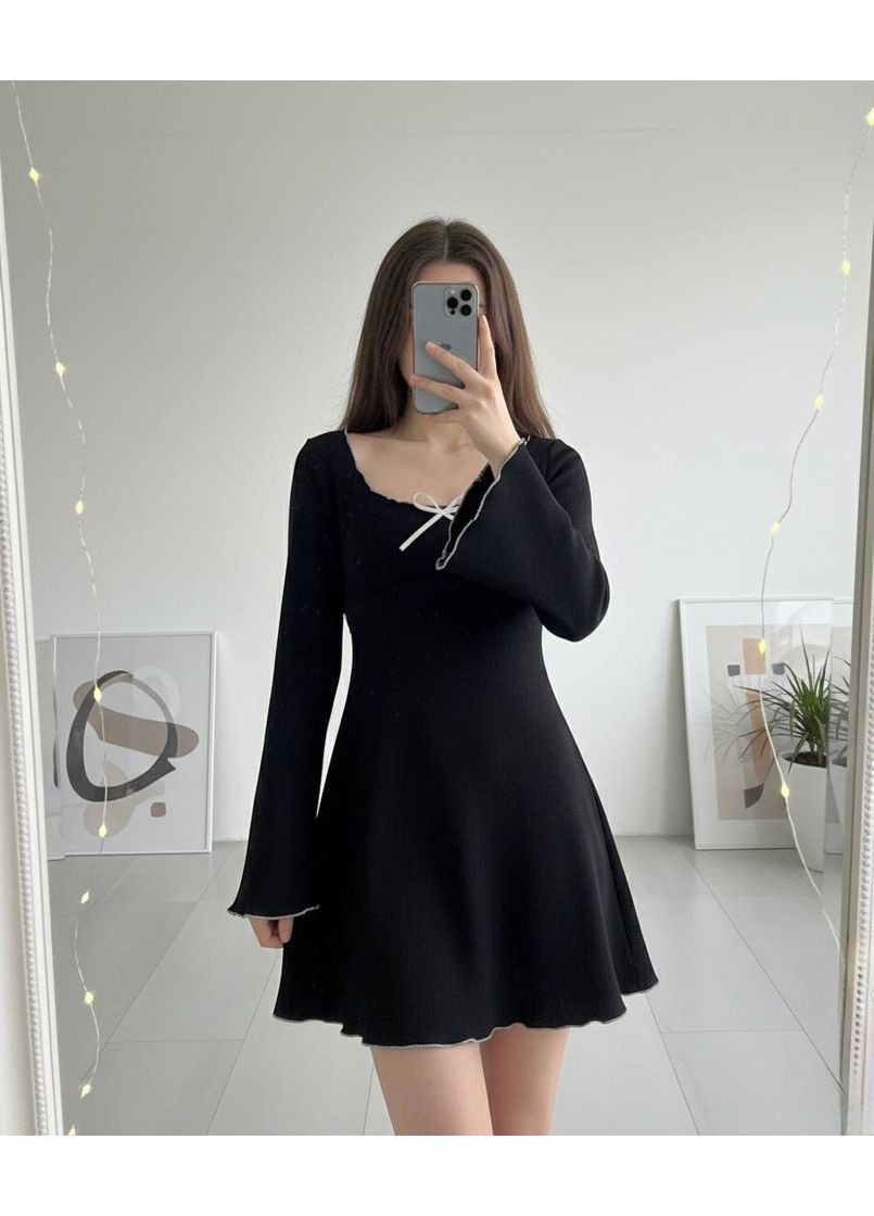 Чорна вечірня сукня оверсайз з турецької ангорі — легкість та комфорт у щоденному образі ❤️🔥 (замір в описі) GD/GL Модний простір однотонна