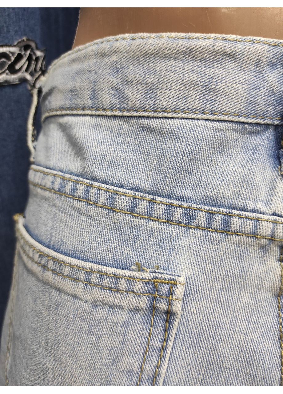 Шорты- юбка женские джинсовые без стрейча стрепы S голубые No Brand (363053993)