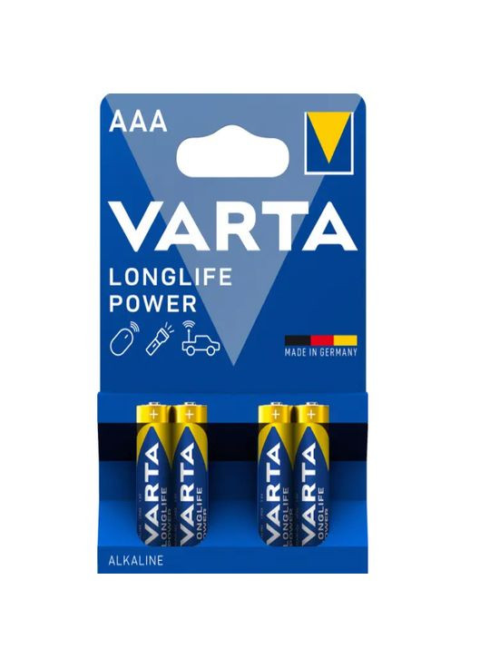 Батарейка Long Life AAA Power Alkaline Bli, 4 шт.() Varta 04903121414 (336330045)