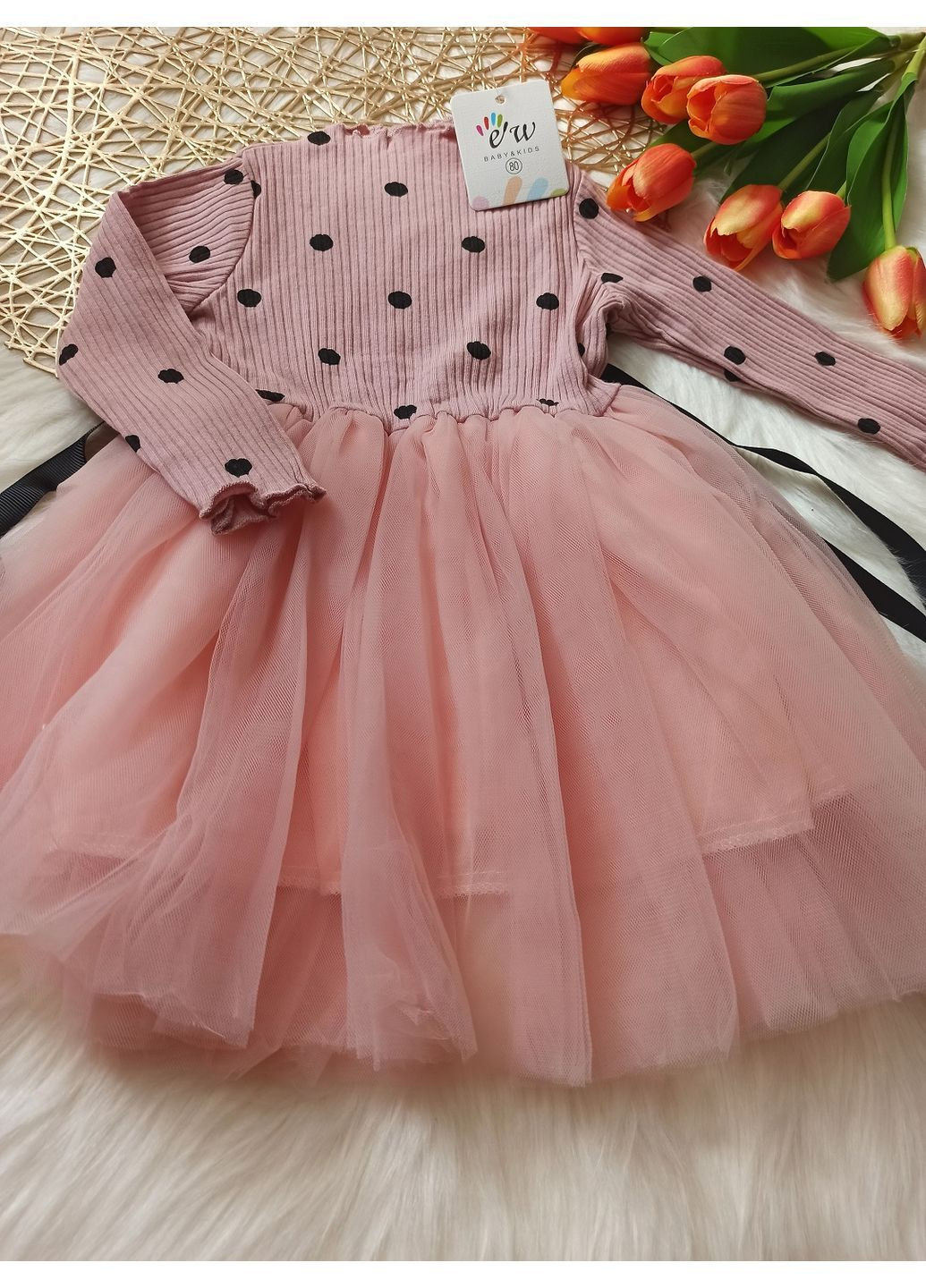 Рожева ніжна рожева в горошок — чарівний образ для маленької принцеси! No Brand (371318037)