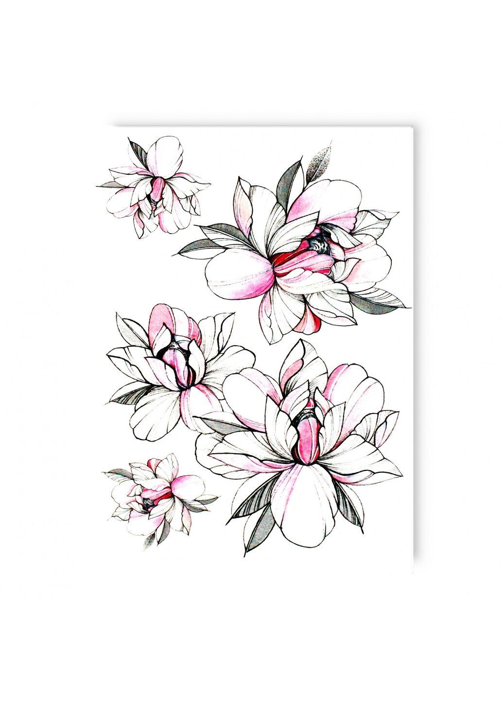 Тимчасове водостійке тату "Великі рожеві квіти" No Brand (312538018)