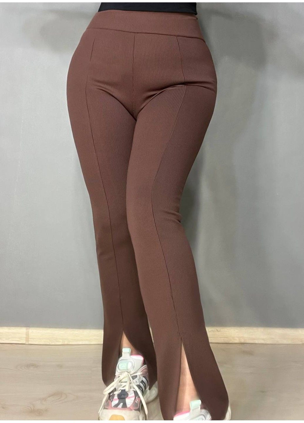 Лосини жіночі 535 з високою посадкою та розрізами кльош коричневі PRENSES (328558803)