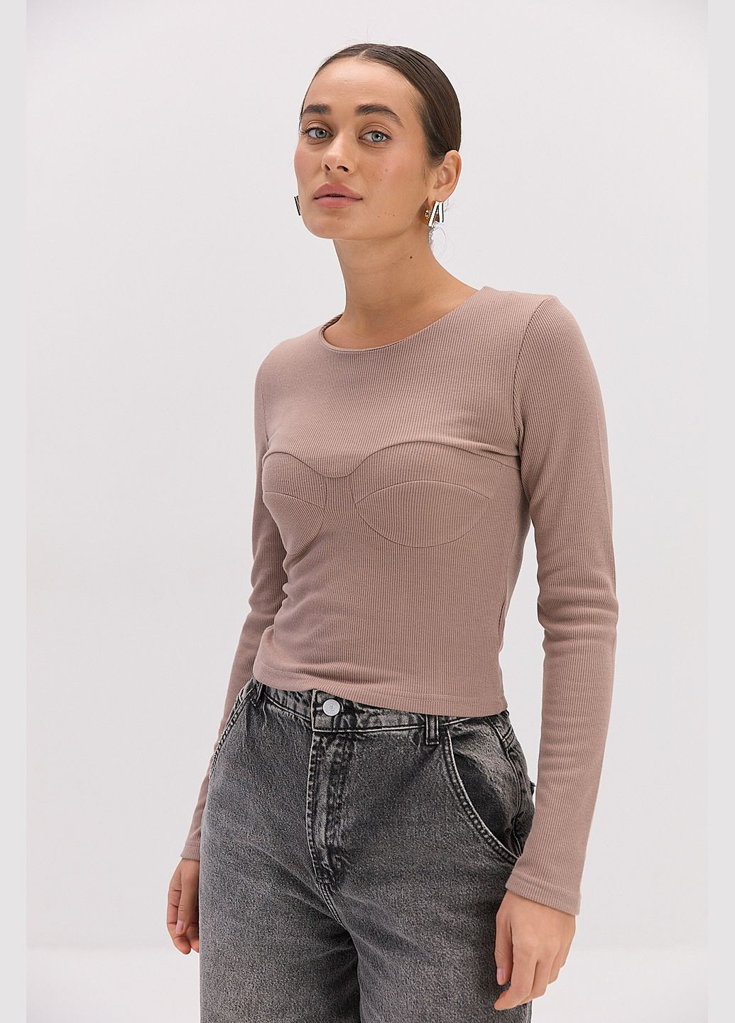 Жіночий лонгслів у рубчик з імітацією ліфа Arjen (314454672)