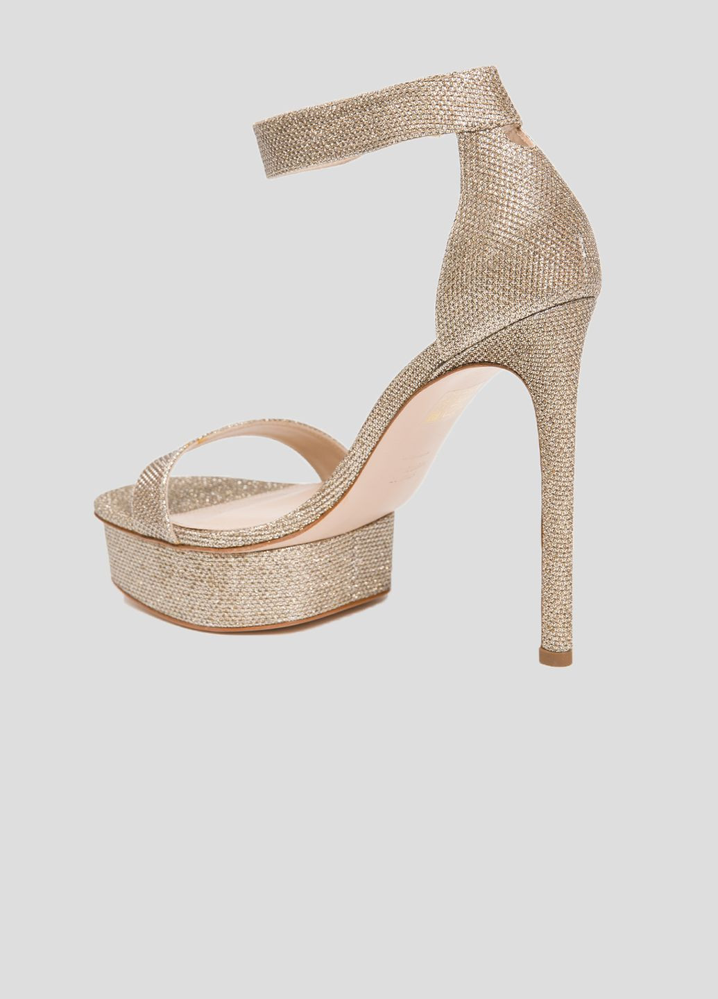 Золотые черные текстильные босоножки на каблуке Stuart Weitzman