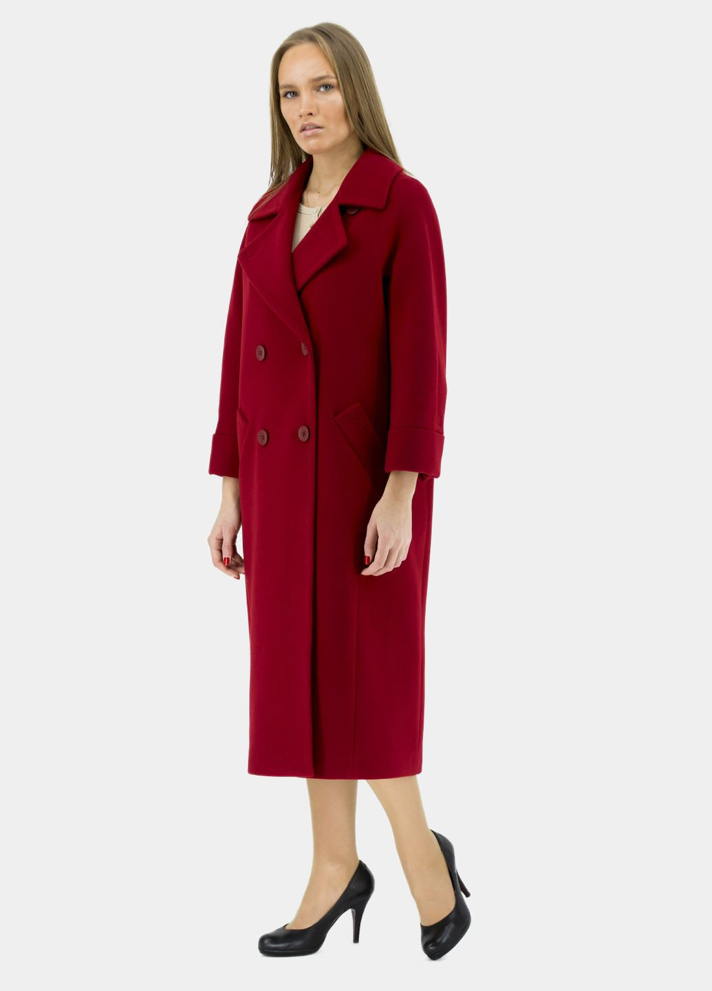 Червоне демісезонне Жіноче вовняне двобортне пальто casual без утеплювача, осінь-весна Kent (, ), 29529 No Brand