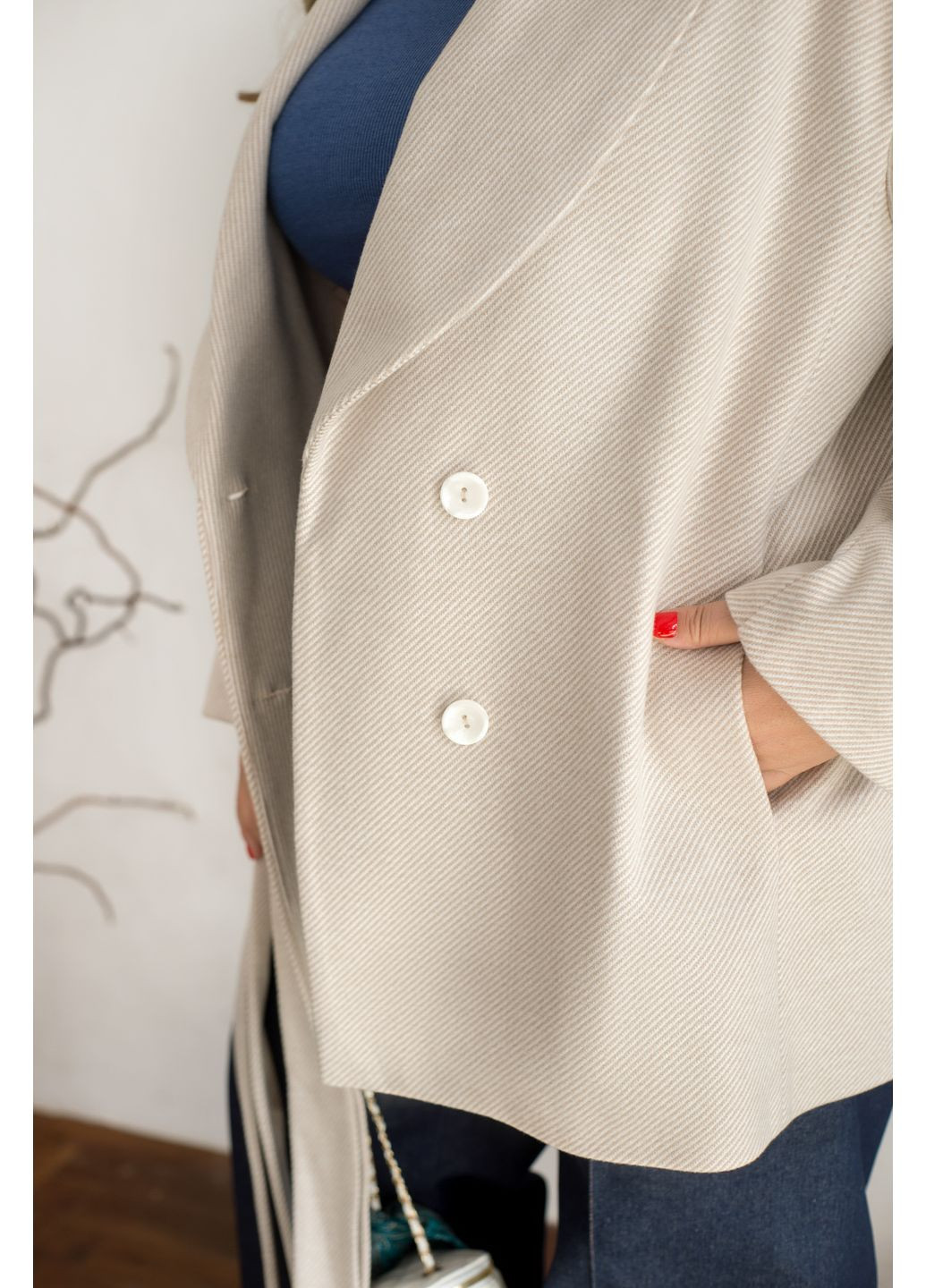 Бежевое демисезонное Пальто однобортное Minova